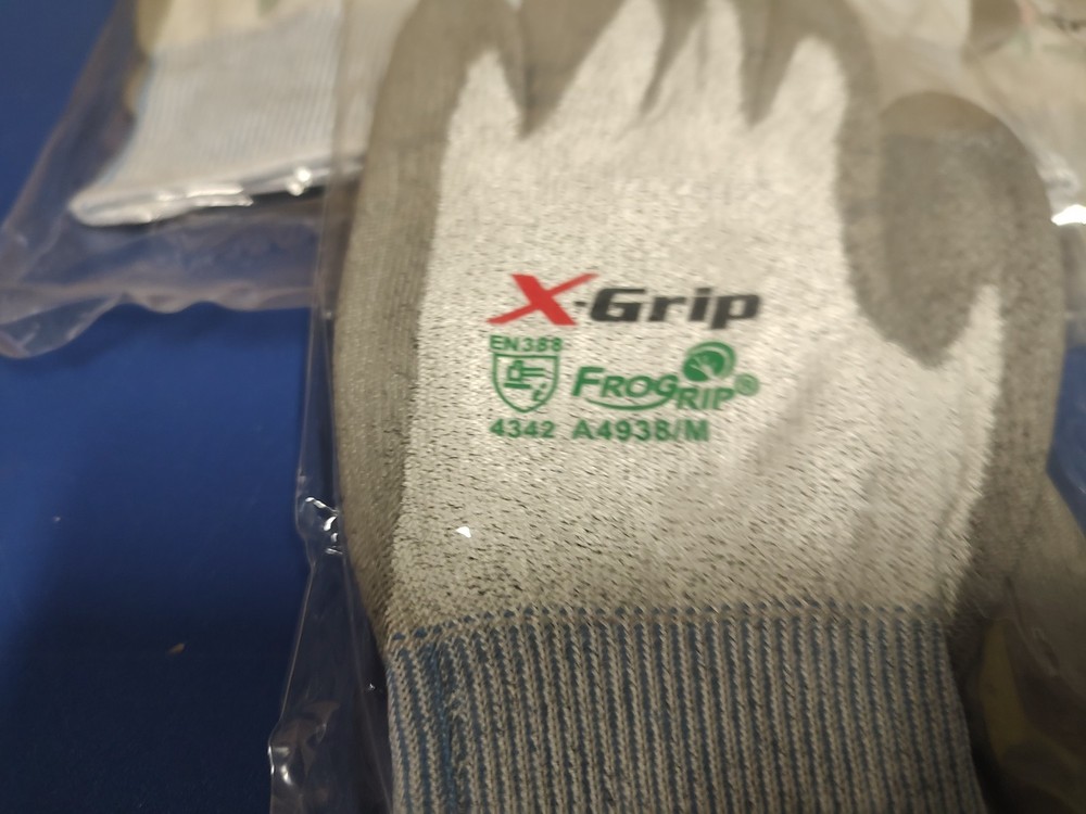 5 Pair, GLOVES, X-GRIP, FROGRIP, A4938, Medium, A2 CUT RESISTANT, POLY COATED