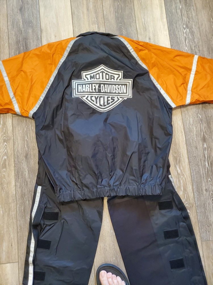 Harley Davidson Rain Suit Hooded Windbreaker Jacket & Pants Medium