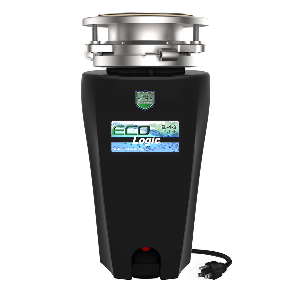 Eco Logic 1/3 HP Continuous Feed Garbage Disposal w/ Cord, Stopper, Splash Guard