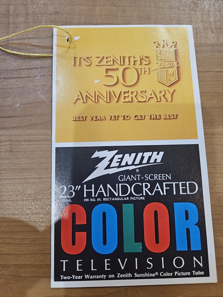 Vintage Zenith Anniversary TV Paperwork