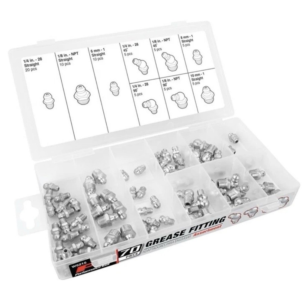Performance Tools W5215 70 Piece Grease Fitting Assortment