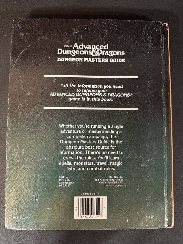 1988 Advanced Dungeons & Dragons Dungeon Master Guide Hardcover