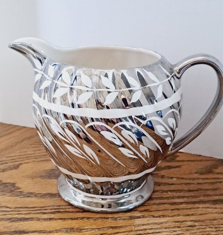 Sadler Large Creamer Silver & White Design
