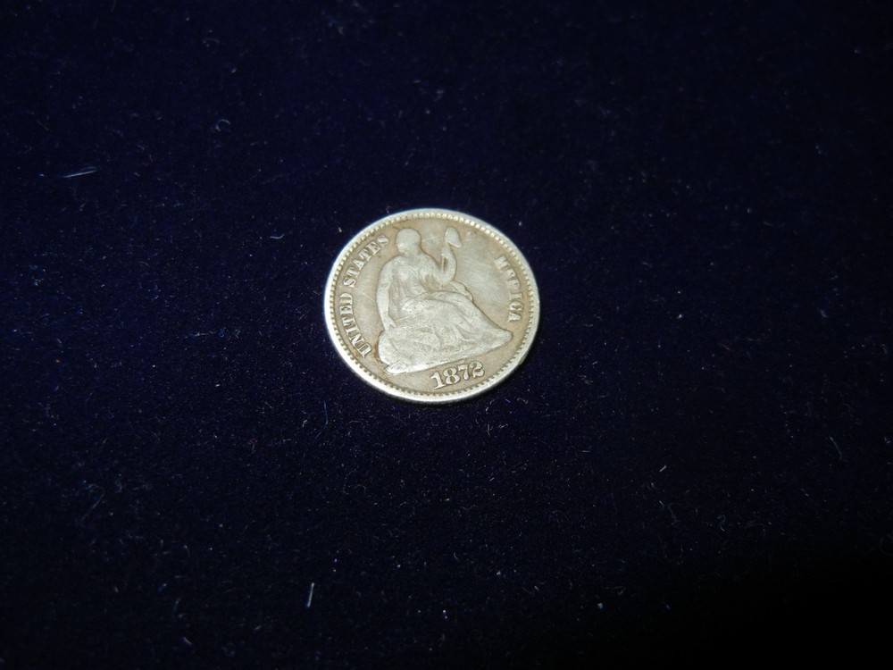 1872 SEATED LIBERTY HALF DIME 90% SILVER