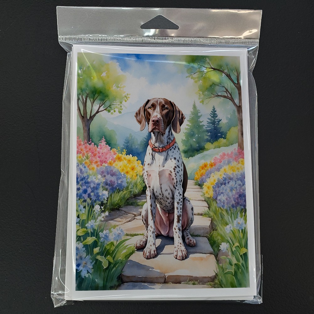Caroline's Treasures German Shorthaired Pointer Spring Path Greeting Cards Pk 8