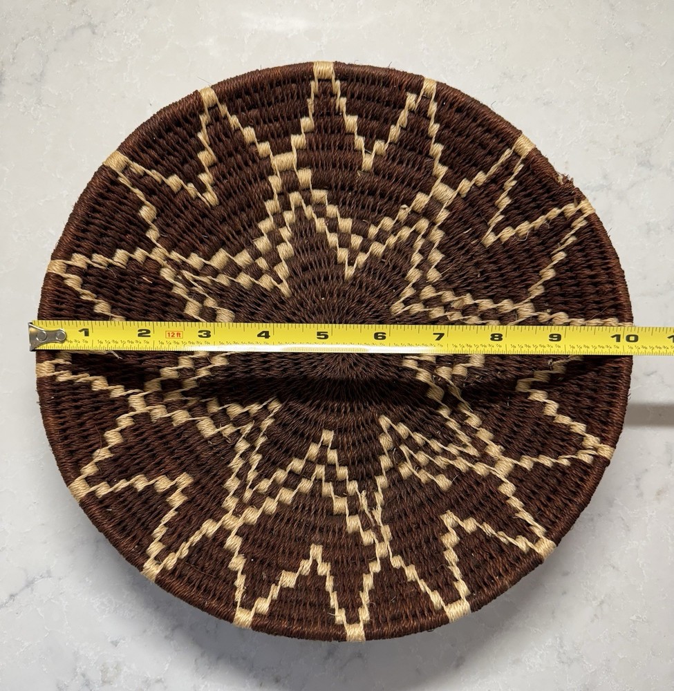 Handwoven Brown and Tan Decorative Basket Boho