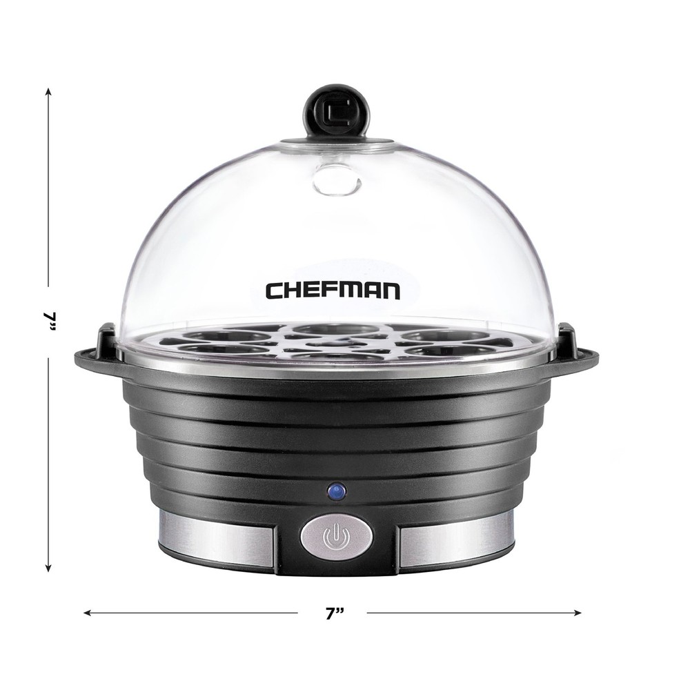 Chefman Egg-Maker Rapid Poacher Steamer Makes 6 Eggs Hard Medium Soft Black
