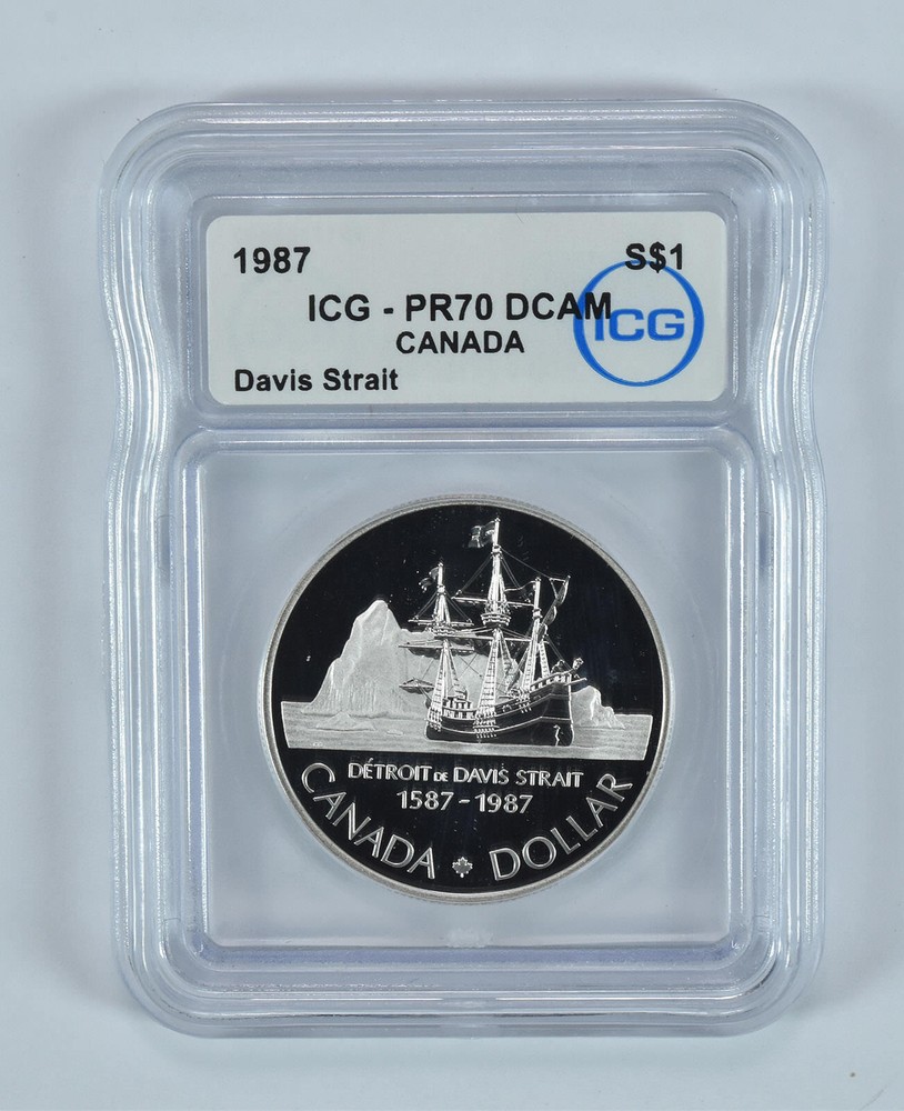 1987 Canada Silver Dollar Davis Strait PR70 DCAM ICG