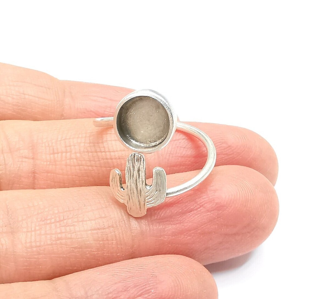 Cactus Ring Blank Setting, Cabochon Mounting, Adjustable Resin Ring Base Bezels