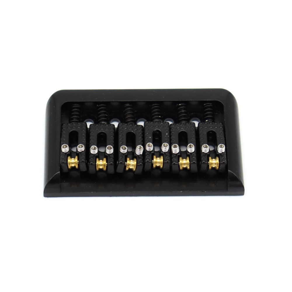 Metal 6 Strings Fixed Hardtail Electric Guitar Bridge with Roller Saddle Black