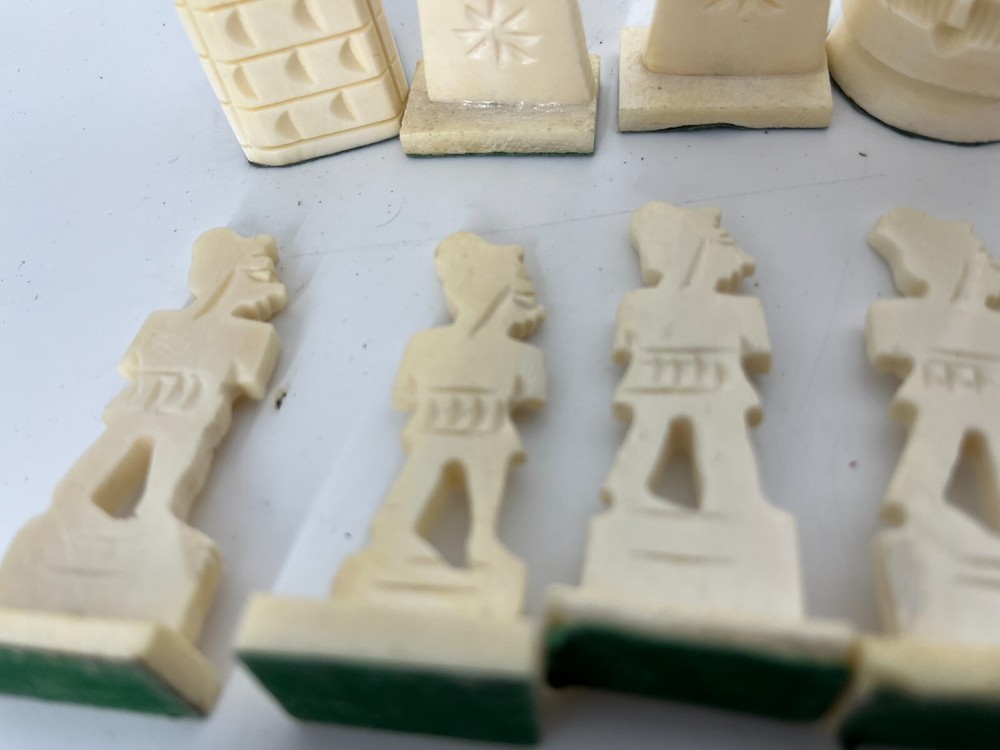 Complete Hand-carved Camel Bone Egyptian Chess Set