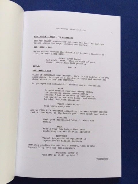 THE MARTIAN: FOR YOUR CONSIDERATION SCRIPT - BY DREW GODDARD