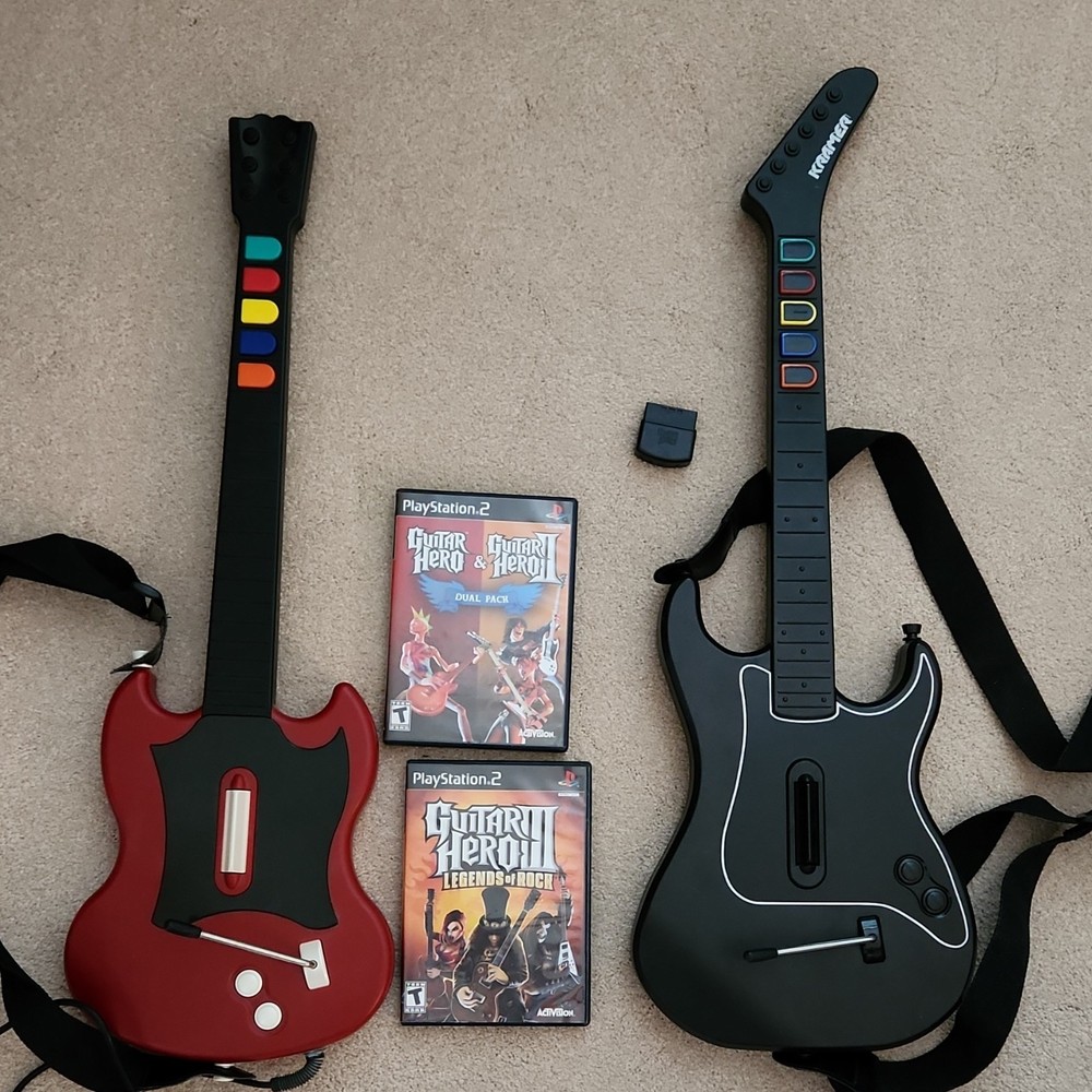 RedOctane Activision Guitar Hero PS2 Bundle with Games & Guitar Controllers