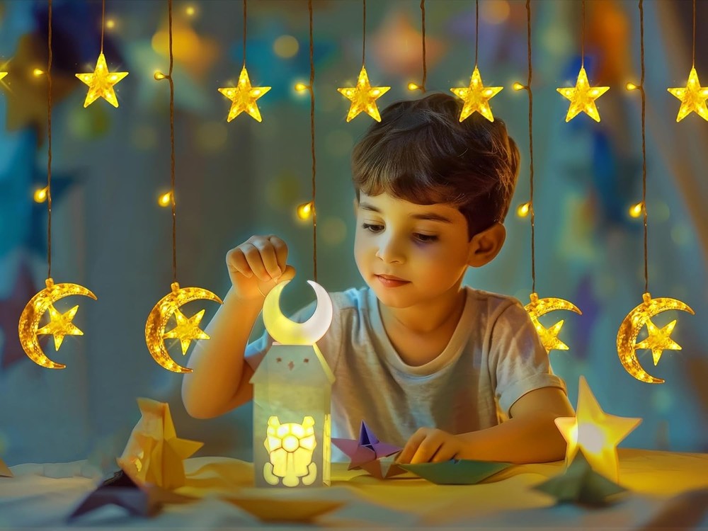 Cozy Indoor Ramadan String Lights - 17ft Remote Controlled with 8 Lighting Modes