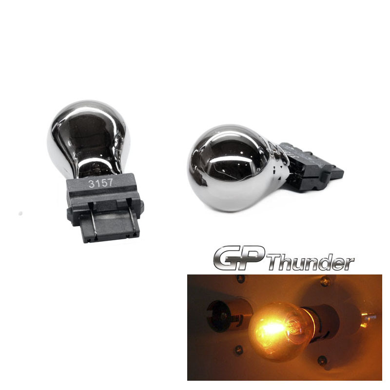 GP-Thunder 3157 3057 4157 Chrome Silver T25 Light Bulbs Amber 2pcs