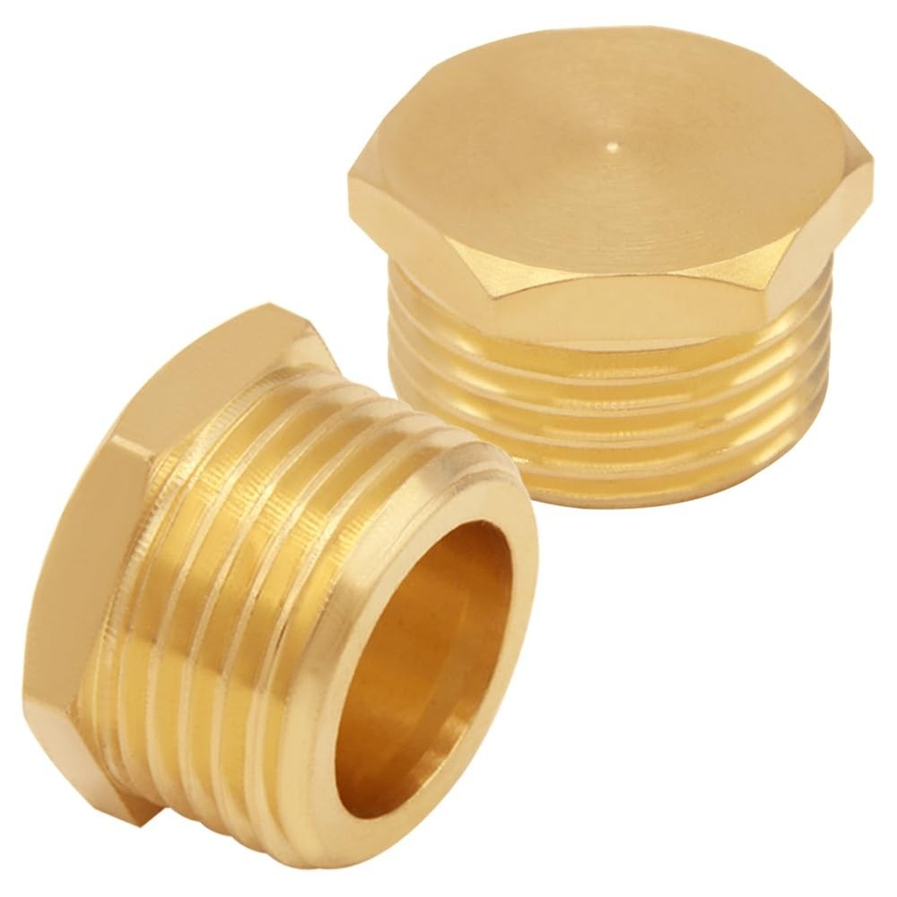 Uenede 2PCS Brass Garden Hose End Plug Cap 3/4" GHT Male-2PCS,