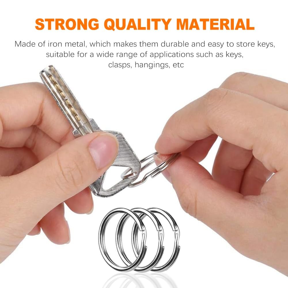200PCS 25mm Split Key Rings Bulk, for Keychain and Crafts silver
