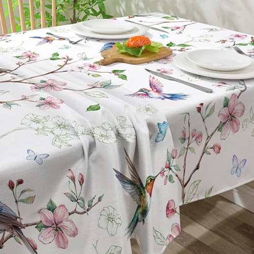 Spring Tablecloth 60x120 for Recatangle 120" x 60" (Rectangular) Floral Bird