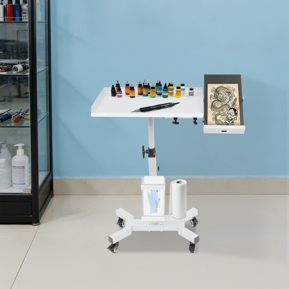 Versatile Rolling Tool Tray Cart Adjustable Tray Cart w/ Rotatable Table Station