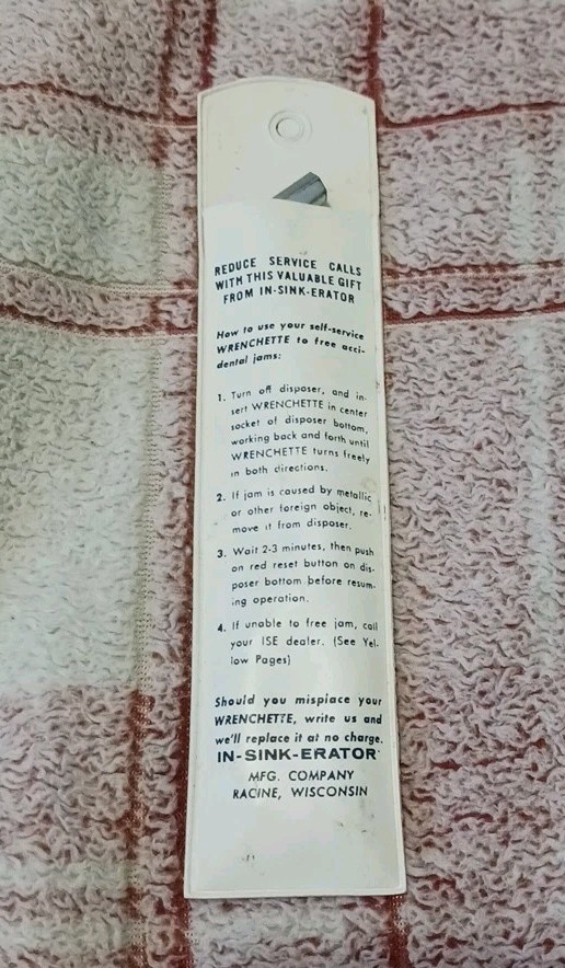 Garbage disposal tool Kitchen Sink InSinkErator Jam-Buster Plumbing Hex Wrench