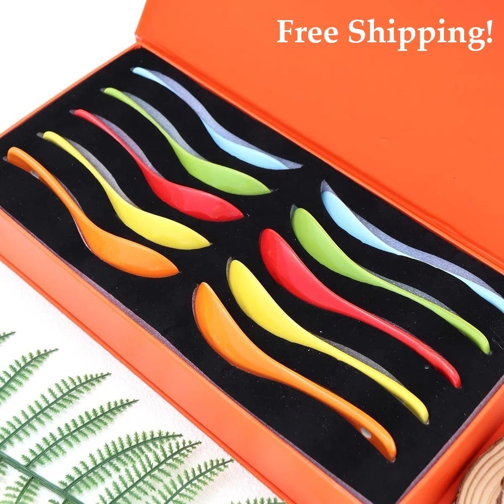 Rainbow Ceramic Chopstick Rest Holder Set Colorful Sushi Tableware Gift Box