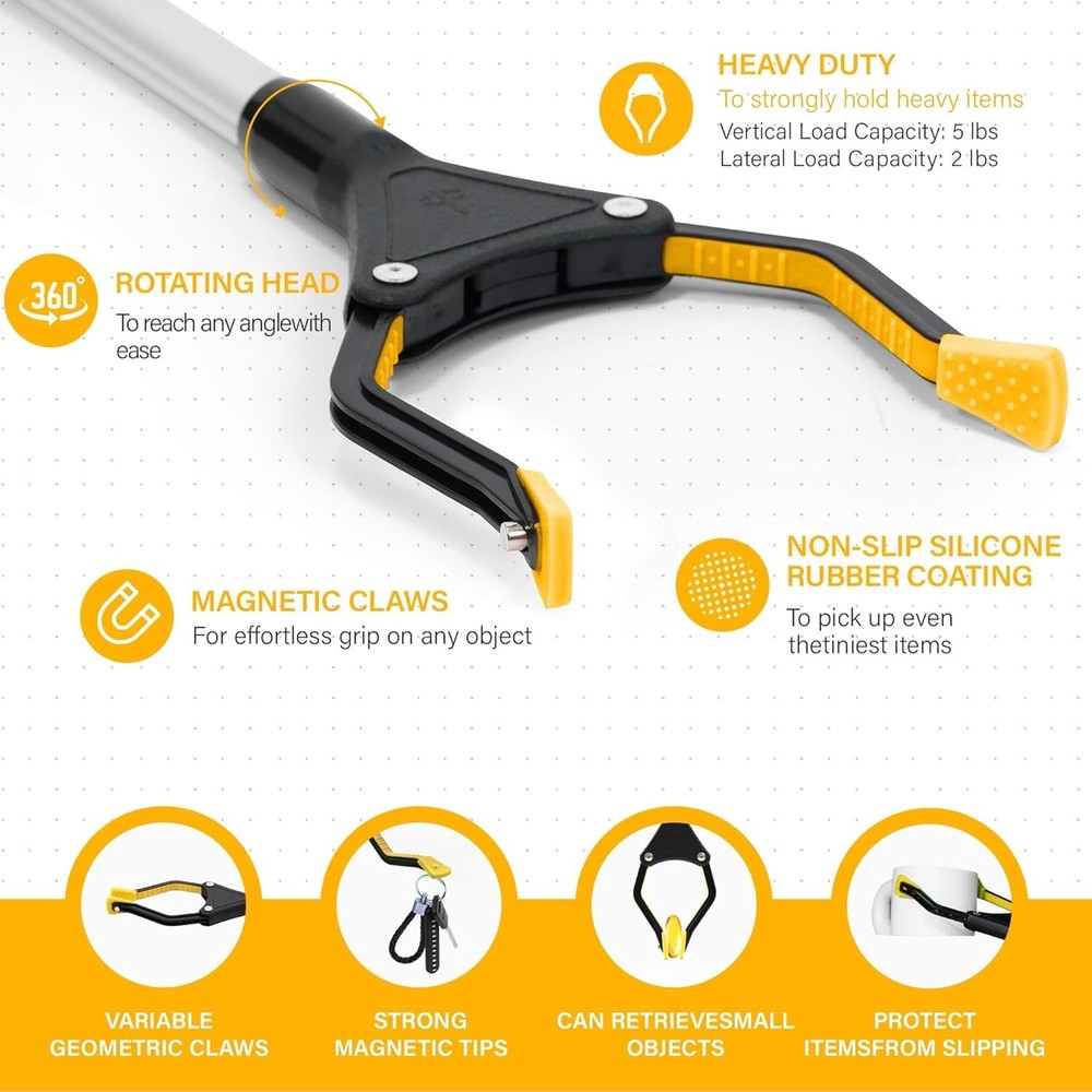 Heavy-Duty Foldable Grabber Reacher with Magnetic Tip for Enhanced Support