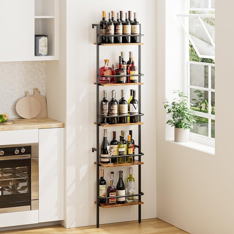 5-Tier Freestanding Wine Rack Holds 50 Bottles Durable Storage Solution New