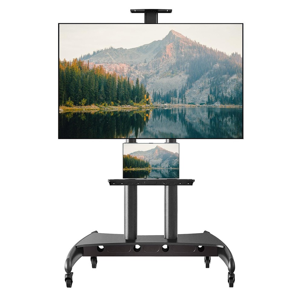 Adjustable Rolling Mobile TV Stand Mount Cart for Universal Flat Screen 55''-80"