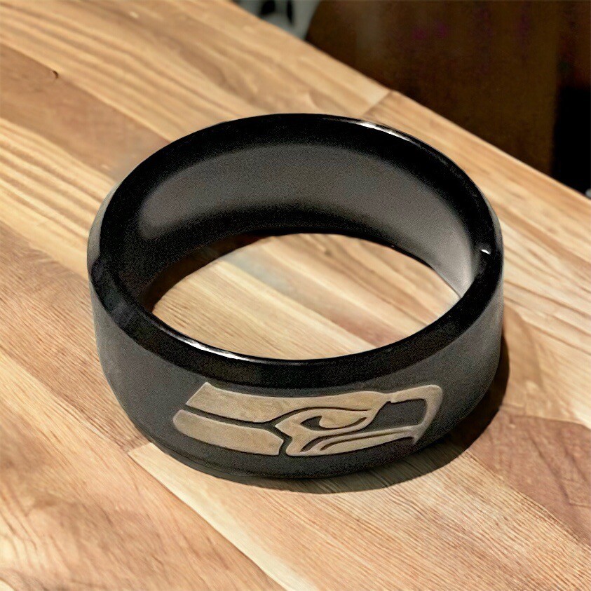 Seattle Seahawks Mens titanium ring. wedding ring. unique gift