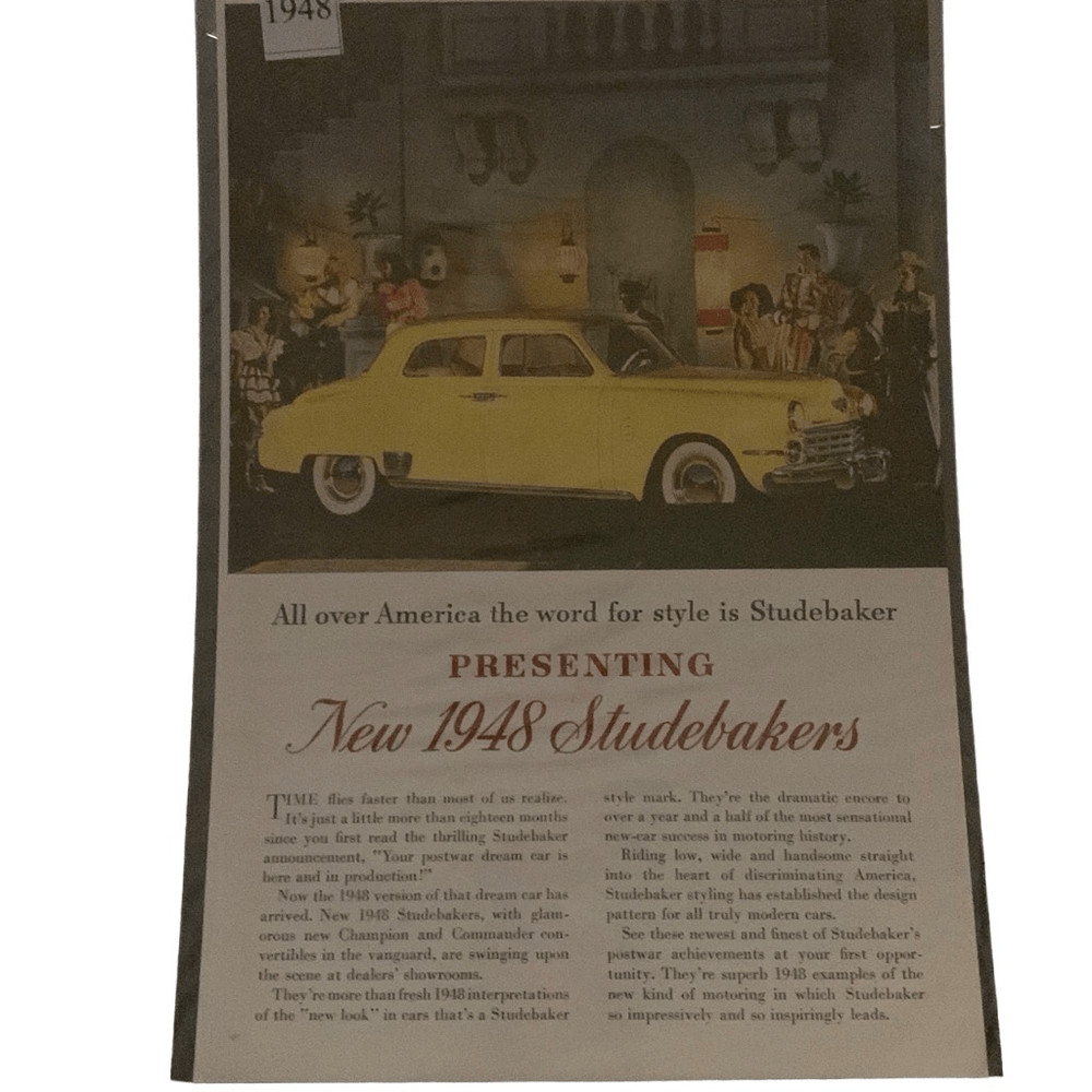 Vintage 1948 Studebaker The Word for Style is Studebaker Ad Advertisement