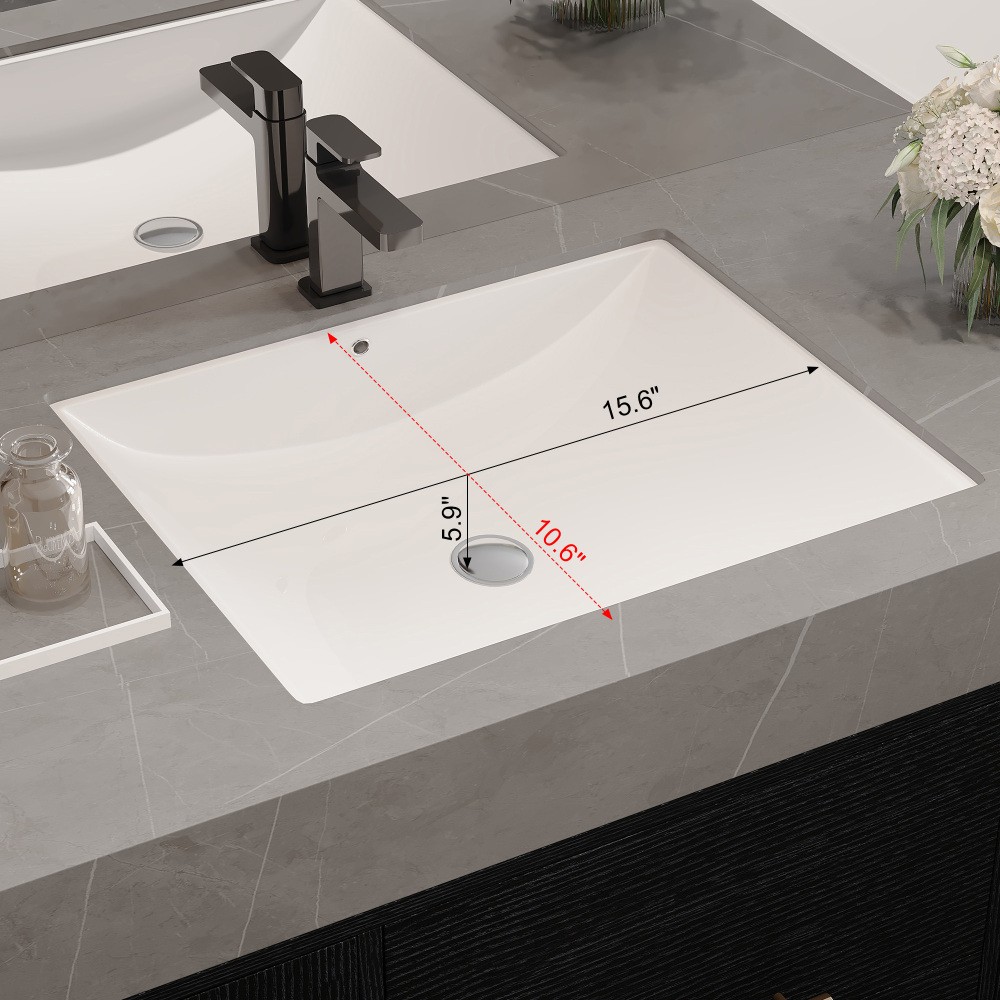 39.4'' Single Floating Bathroom Vanity, Ceramic Sink, 2 Drawers & 2 Cabinets