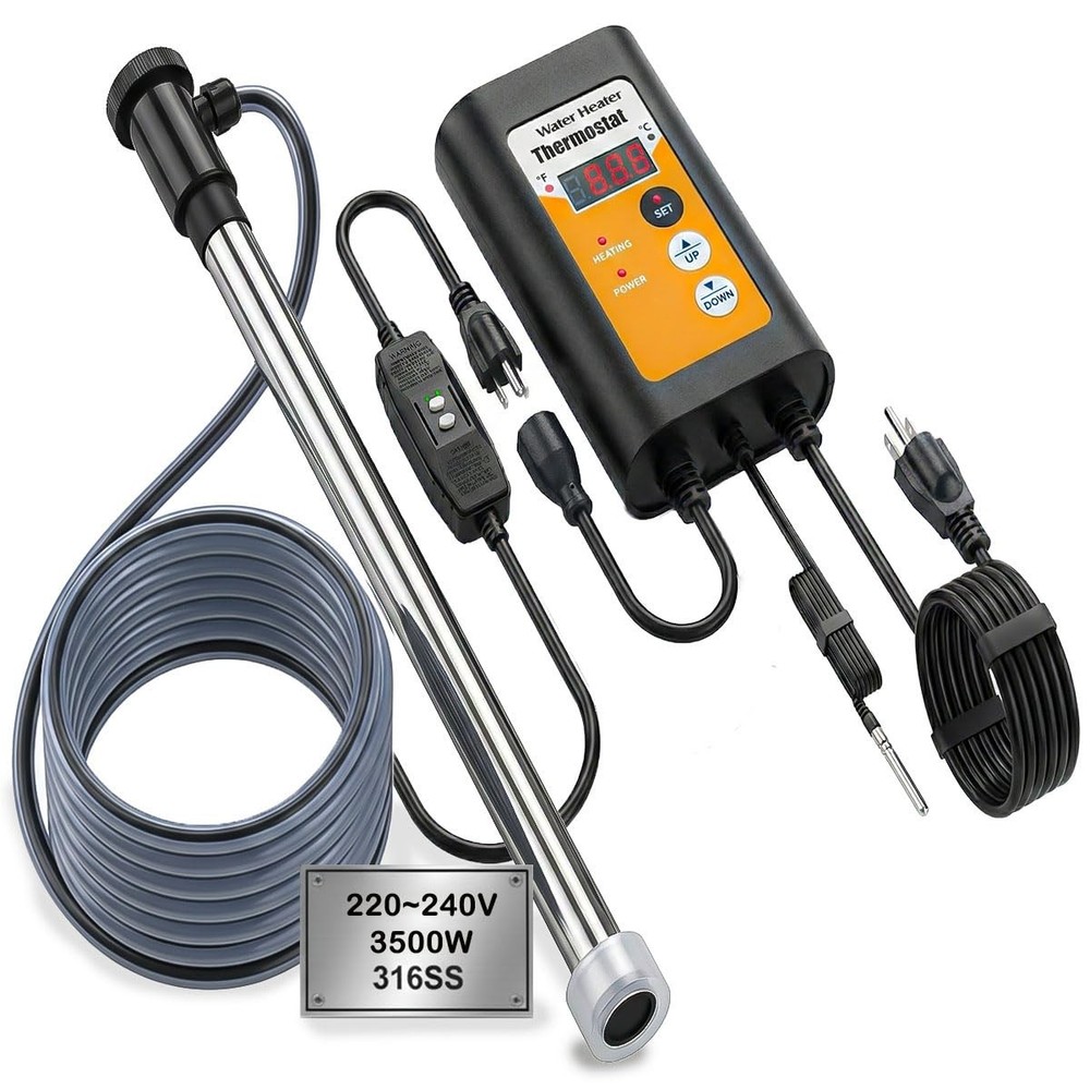 3500w Portable Hot Tub Heater with Thermostat for Bathtub/Ground Pools 240v