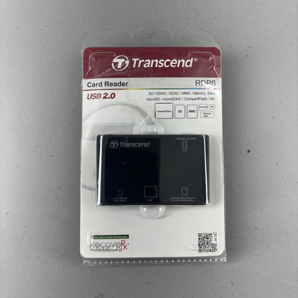 NEW Transcend  USB 2.0  Card Reader RDP8  New