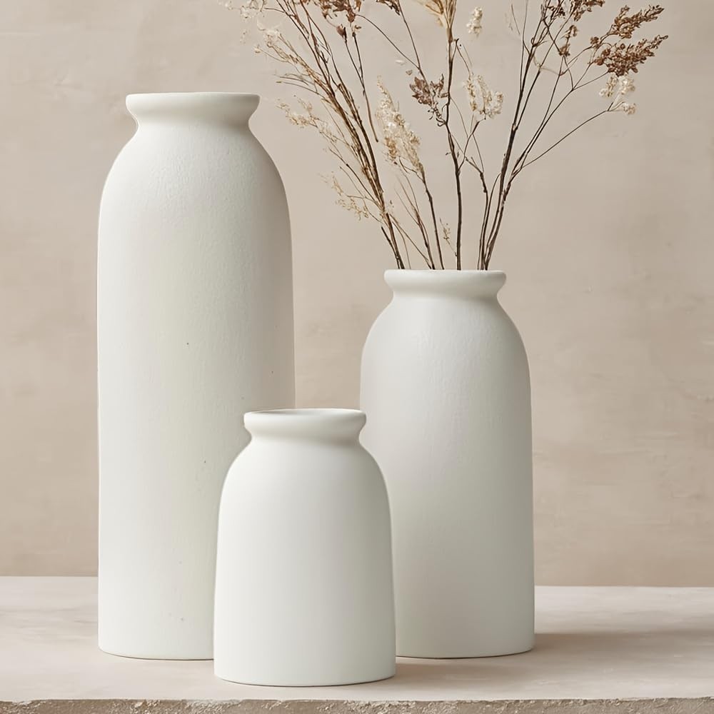 Ceramic Vase Set Small Boho Farmhouse Decor