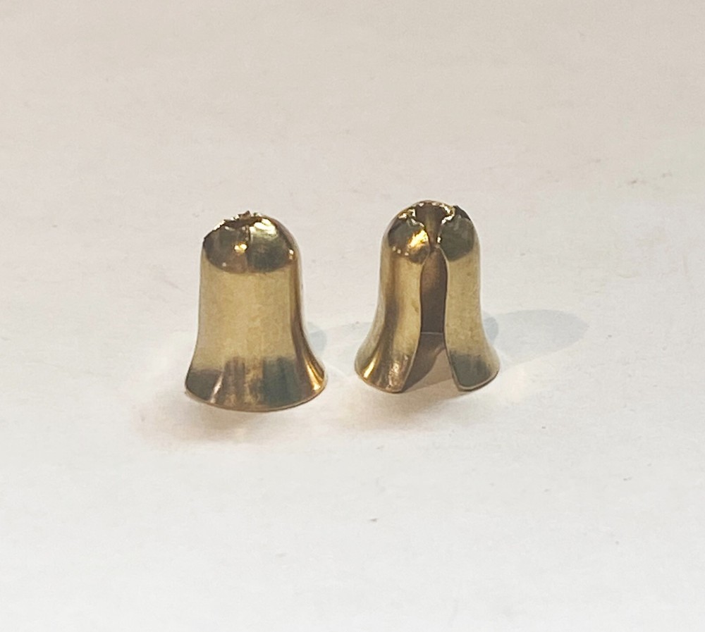 LOT OF 2: NEW UNFINISHED SOLID BRASS BELL ENDS ONLY (for #6 pull chains)