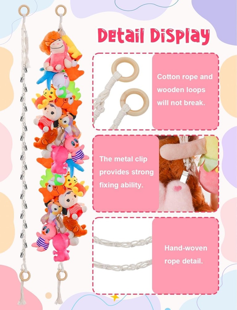 LSLYHTC 2Pcs Stuffed Animals Storage Chain, Hanging Animal