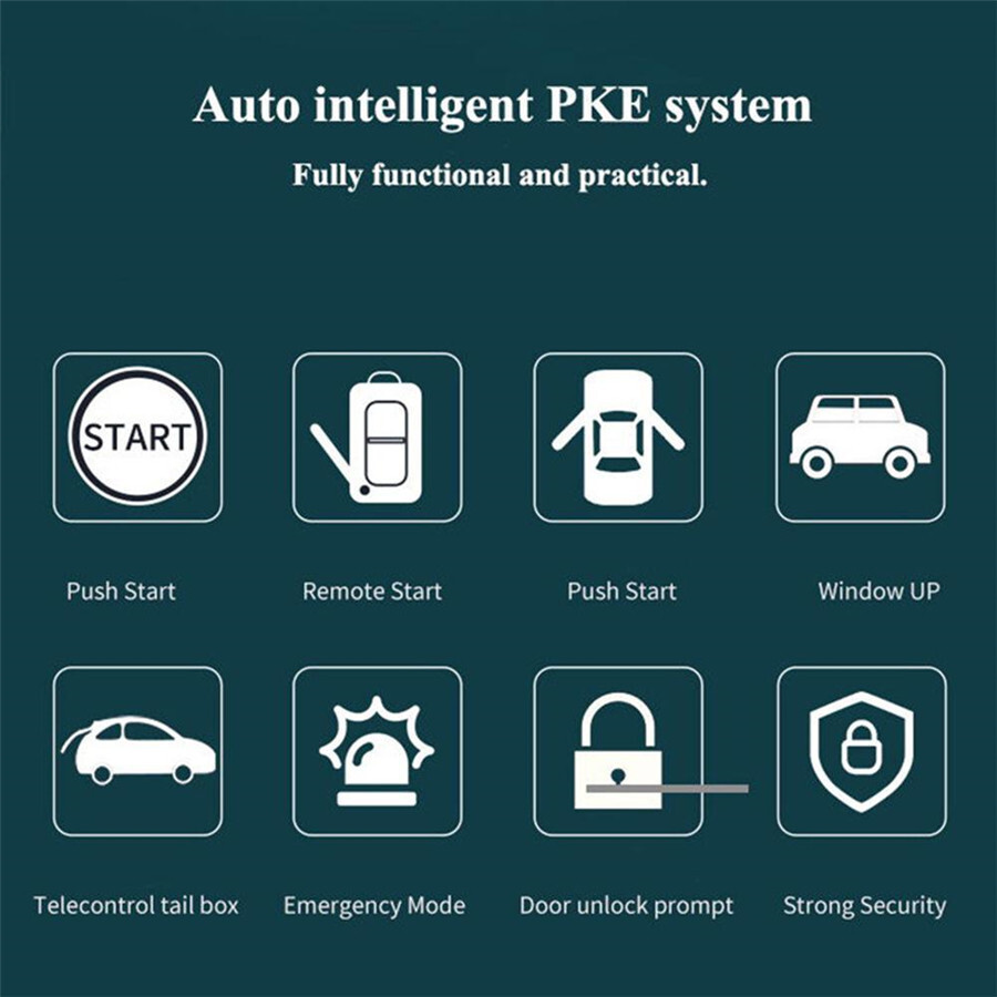 Car Engine Alarm System Remote Security PKE Keyless Entry One-Button Start 12V