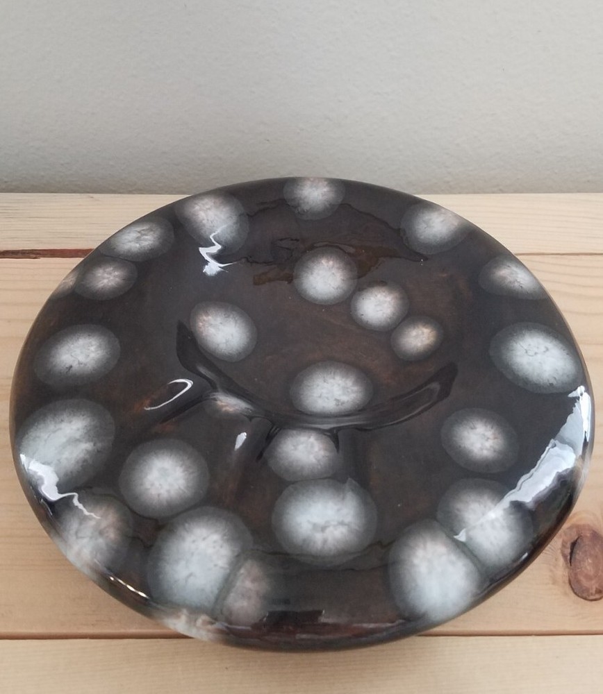 Vintage Glazed Ceramic Mcm Ashtray Set Signed J.