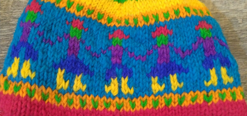 Peruvian 100% Wool Hat Multicolor Chullo Hat Ear Flap Rainbow Boho Granola Braid