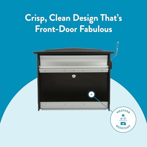 MailSafe Locking, Wall-Mounted Mailbox for Outside, Rust-Resistant Black