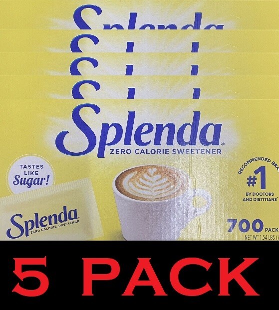 5x SPLENDA Zero Calorie Sweetener 700 Count Packets 24.7 oz Box - 5 PACK