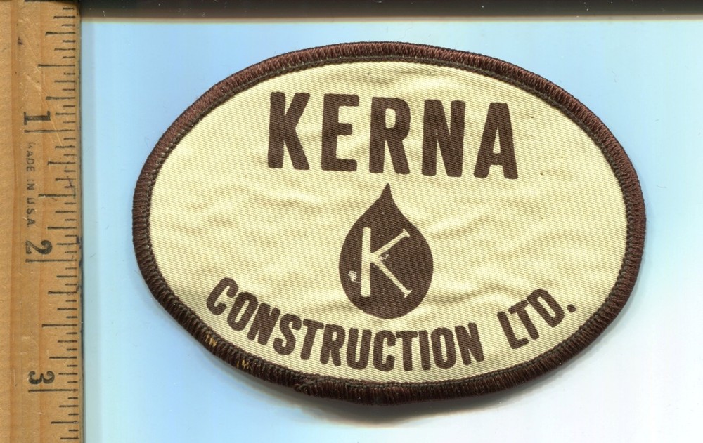 KERNA  CONSTRUCTION LTD.  HAT/JACKET PATCH - UNUSED VTG. ADVERTISING