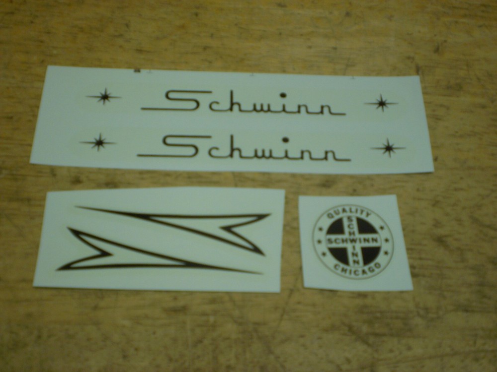 Schwinn Bicycle Small Black Straight Script Frame Decal Set Panther Speedster &&