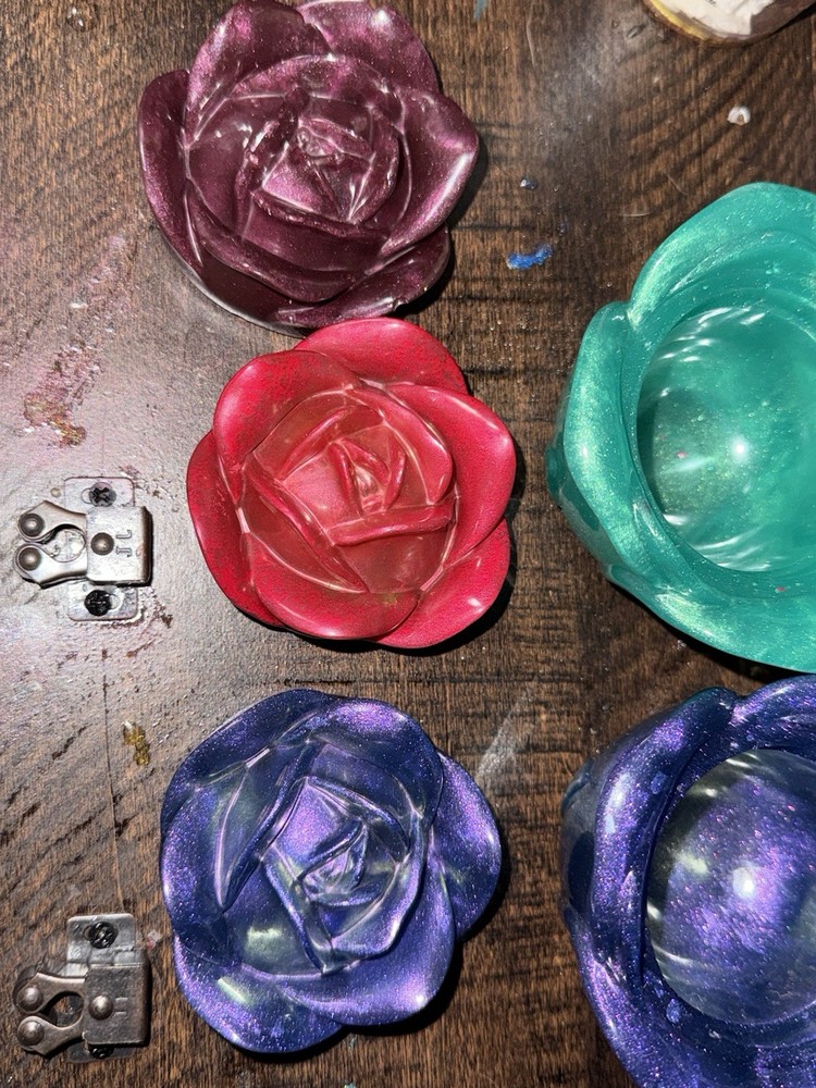 Handmade Resin Rose Jars