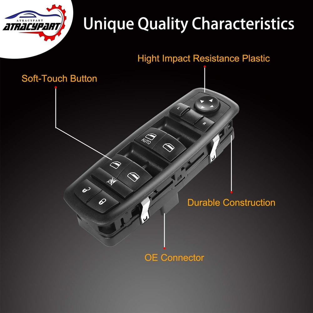 Master Power Window Switch | 8+13 PINS Check Required | 68084001AD, Black