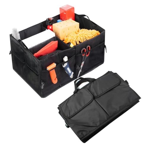 Car Trunk Organizer, Collapsible Multi Compartment Vehicle Storage Box, Black