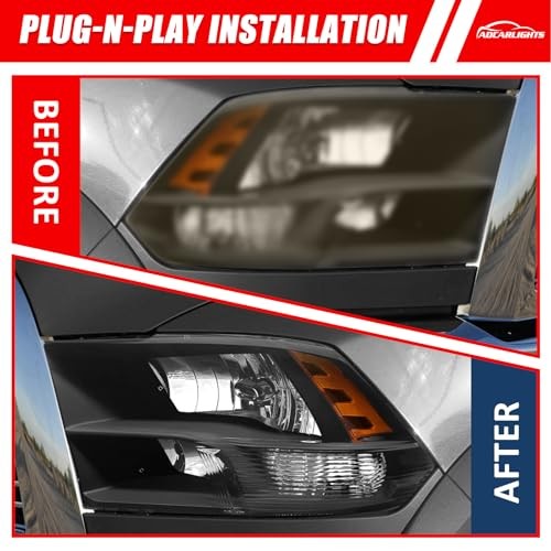Headlight Assembly Compatible with 2002-2005 A-Chrome Housing Amber Reflector