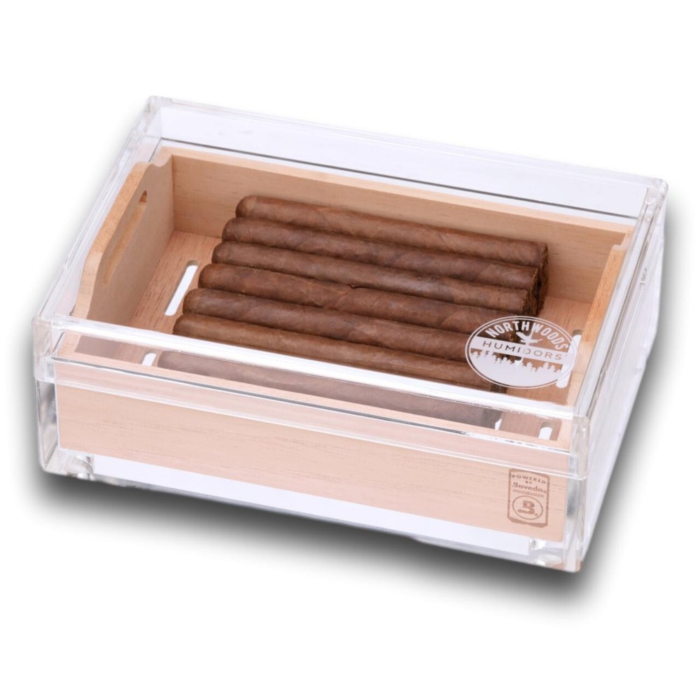 Small Acrylic 20-Cigar Humidor Powered by Boveda