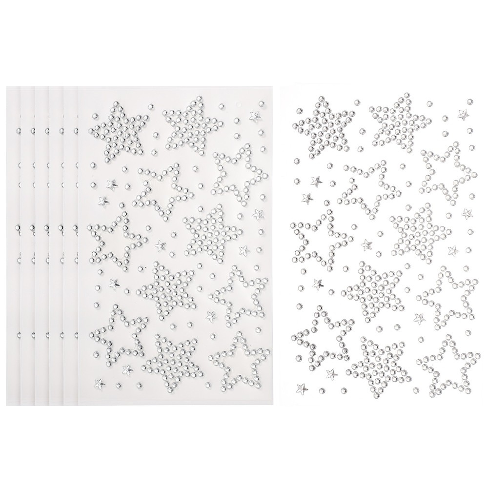 6Sheets Star Gem Sticker, Face Gem Stickers, Silver