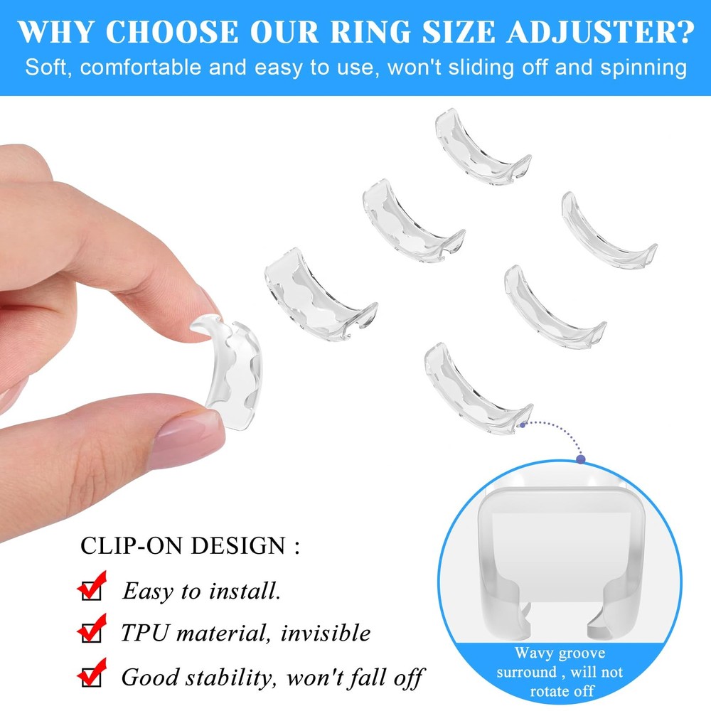 Ramalto Ring Sizers for Loose Rings – 16 Pack Invisible Size Clear